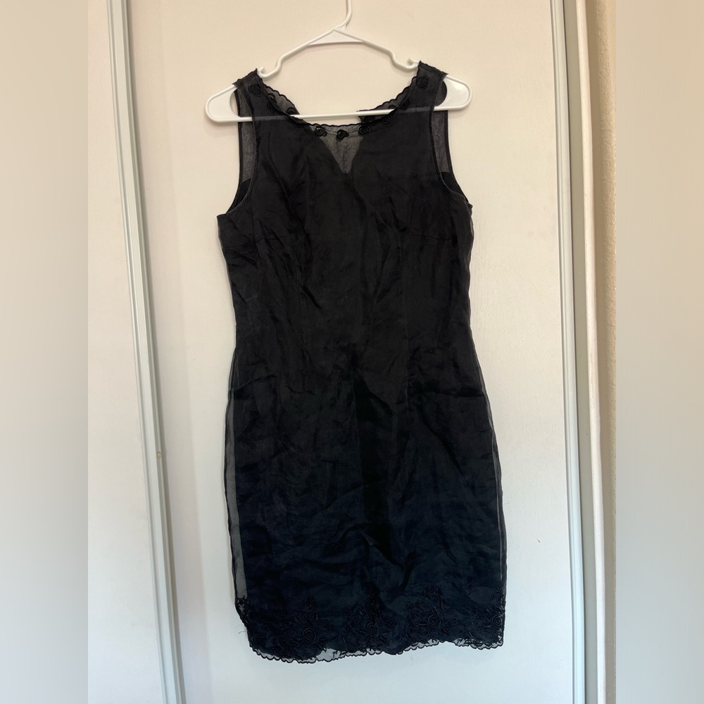 Vintage LAURA ASHLEY Women’s Silk Black Whimsigoth Fairygoth Lace‎ Size 12